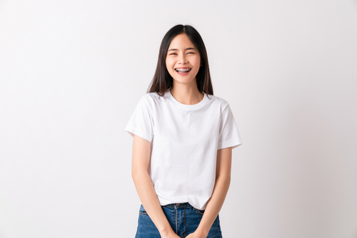 Child smiling with braces